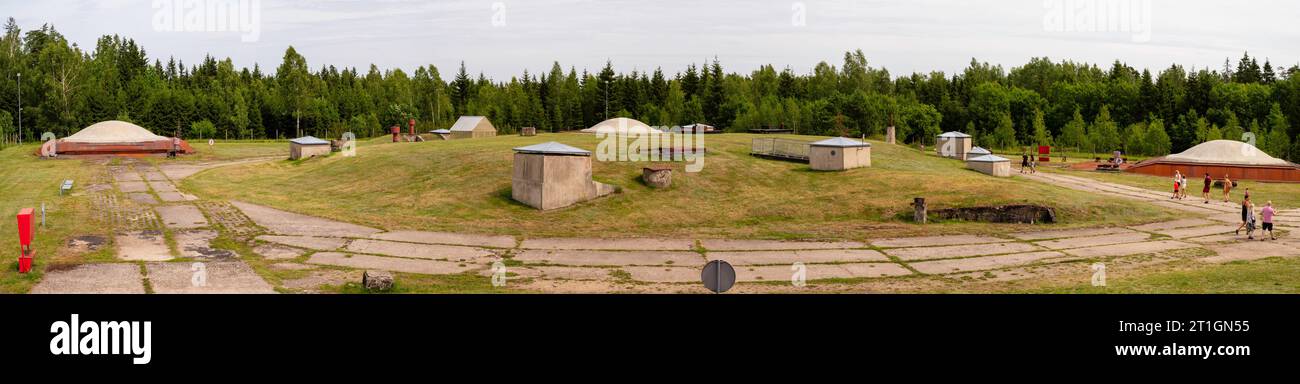 Raketensilo-Abdeckung im Šaltojo Karo Muziejus (Museum des Kalten Krieges), Žemaitijos Nacionalinis Parkas bei Beržoras, Litauen. Stockfoto