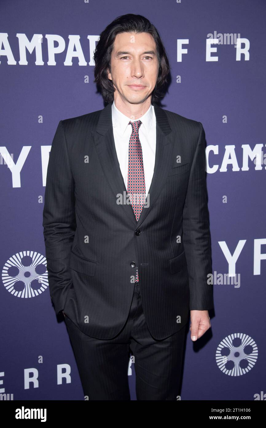 New York, Usa. Oktober 2023. NEW YORK, NEW YORK – 13. OKTOBER: Adam Driver besucht den roten Teppich für „Ferrari“ während des 61. New York Film Festivals in der Alice Tully Hall, Lincoln Center am 13. Oktober 2023 in New York City. Quelle: Ron Adar/Alamy Live News Stockfoto