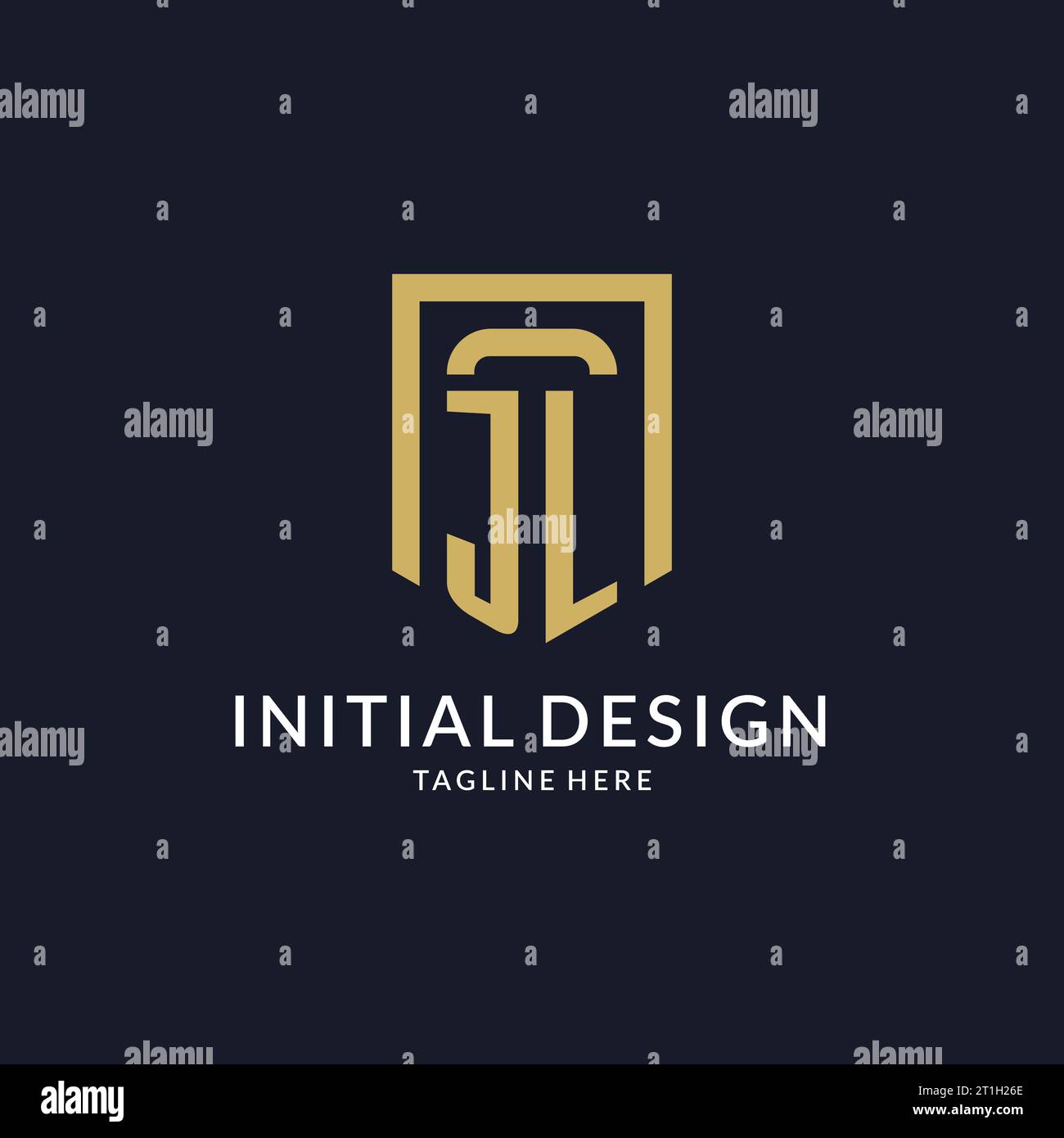 JL-Logo-Initiale mit geometrischer Vektorgrafik in Schildform Stock Vektor