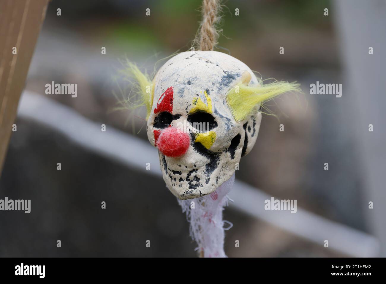 03.10.2023 43. Halloween Event 2023 auf Burg Frankenstein / Hessen vor Schließung der Burganlage hier Totenkopf Clown Stockfoto