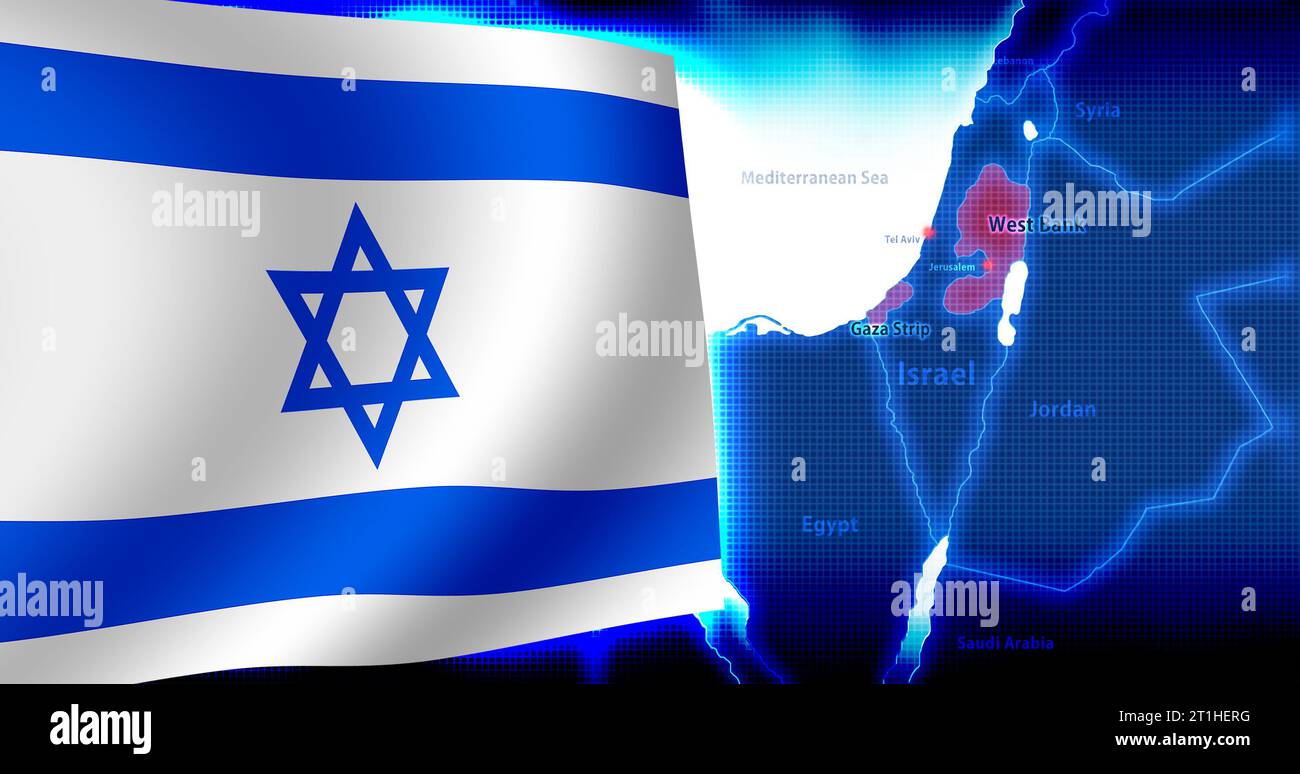 Konflikt zwischen Israel und Palästina Banner Illustration Stockfoto