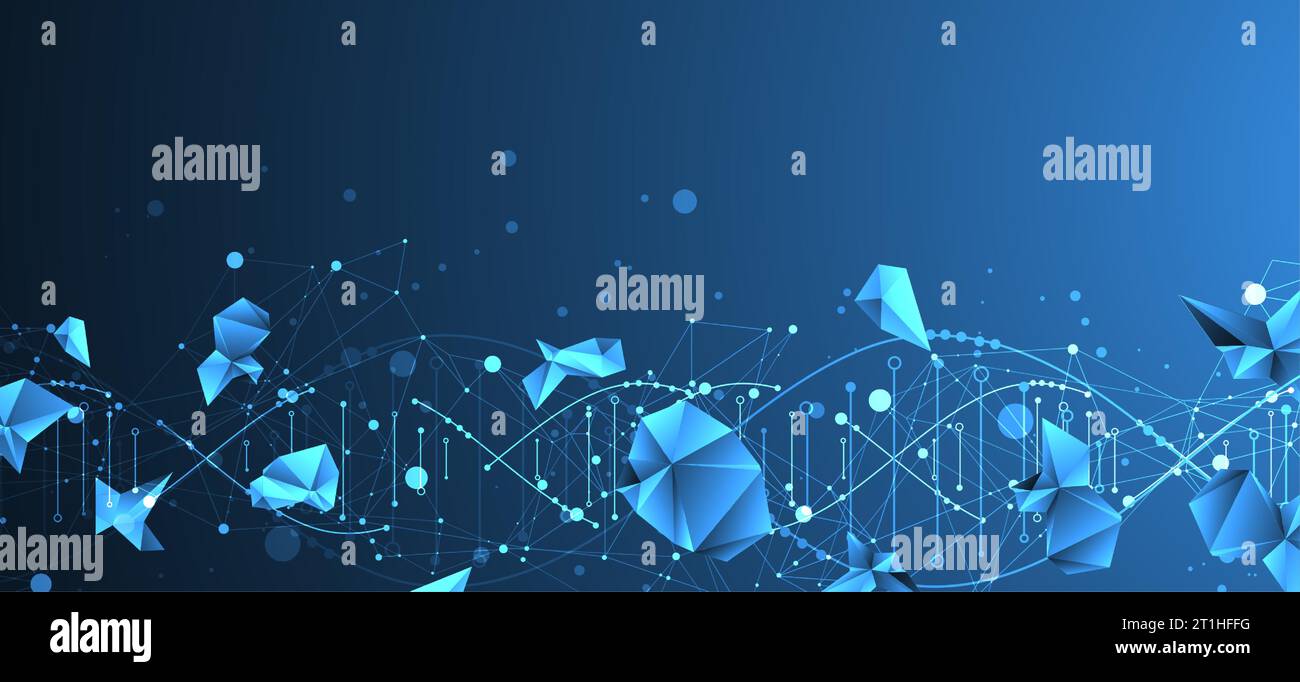 Wissenschaftliche Vorlage, Hintergrundbild oder Banner mit DNA-Molekülen. Vektorhintergrund. Stock Vektor