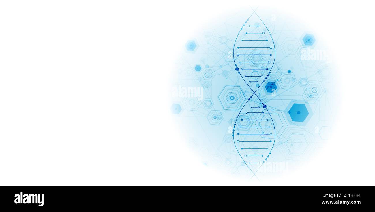 Wissenschaftliche Vorlage, abstrakter Hintergrund mit DNA-Molekülen. Vektorabbildung. Stock Vektor