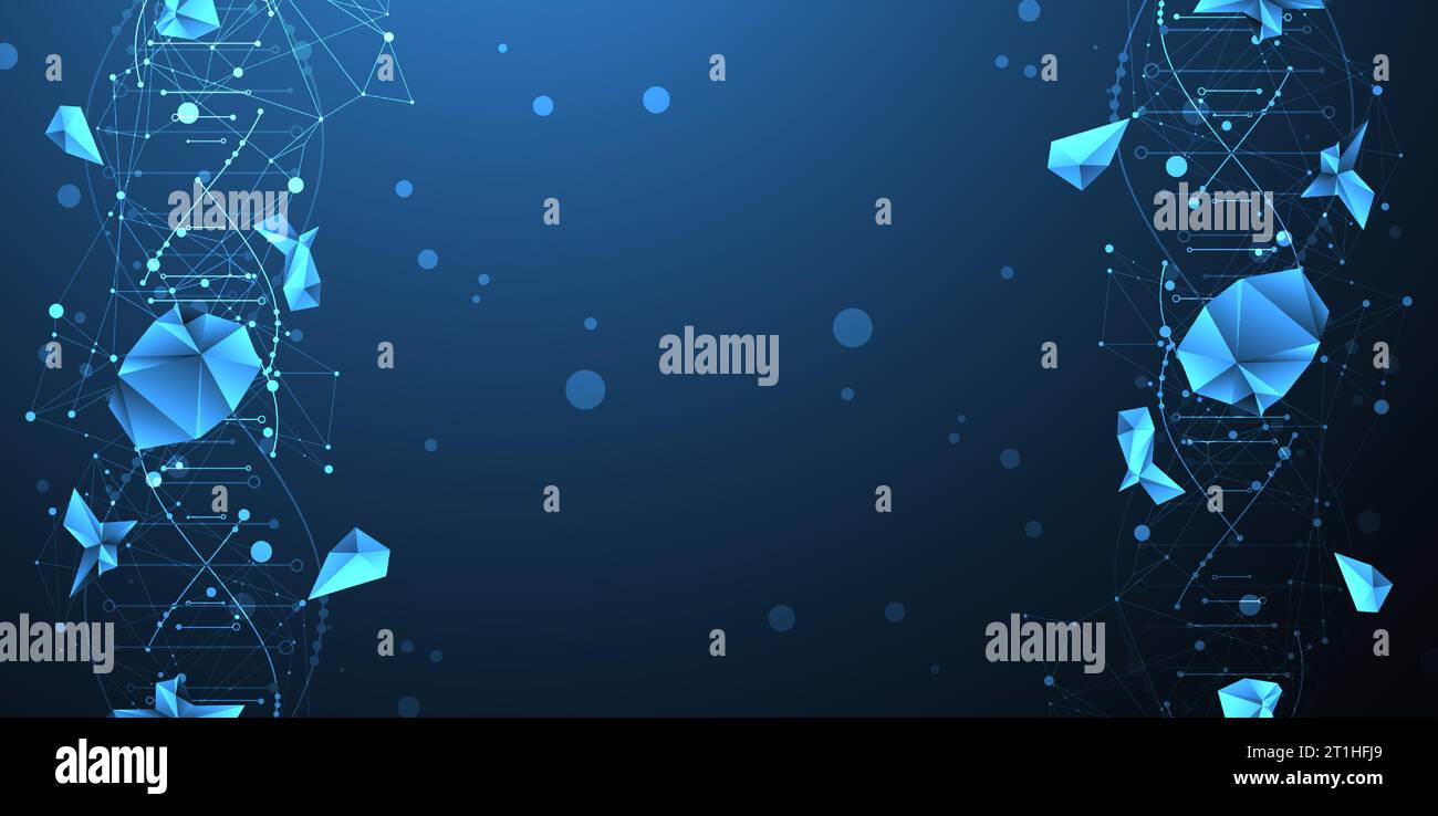 Wissenschaftliche Vorlage, Hintergrundbild oder Banner mit DNA-Molekülen. Vektorhintergrund. Stock Vektor