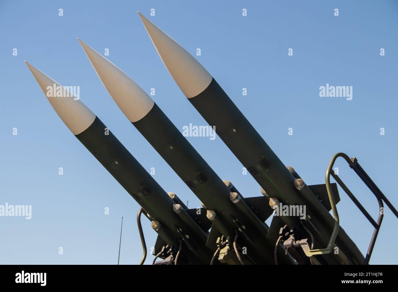Mobile Boden-Luft-Raketenwerfer, Massenvernichtungswaffen oder Raketensprengköpfe Stockfoto