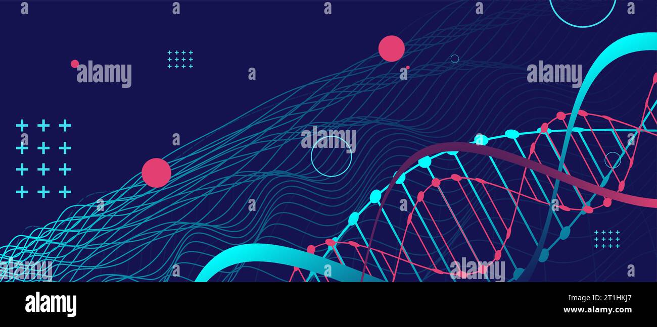 DNA-abstraktes Molekül. Medizinische Wissenschaft, genetische Biotechnologie, chemische Biologie Vektorkonzept. Stock Vektor