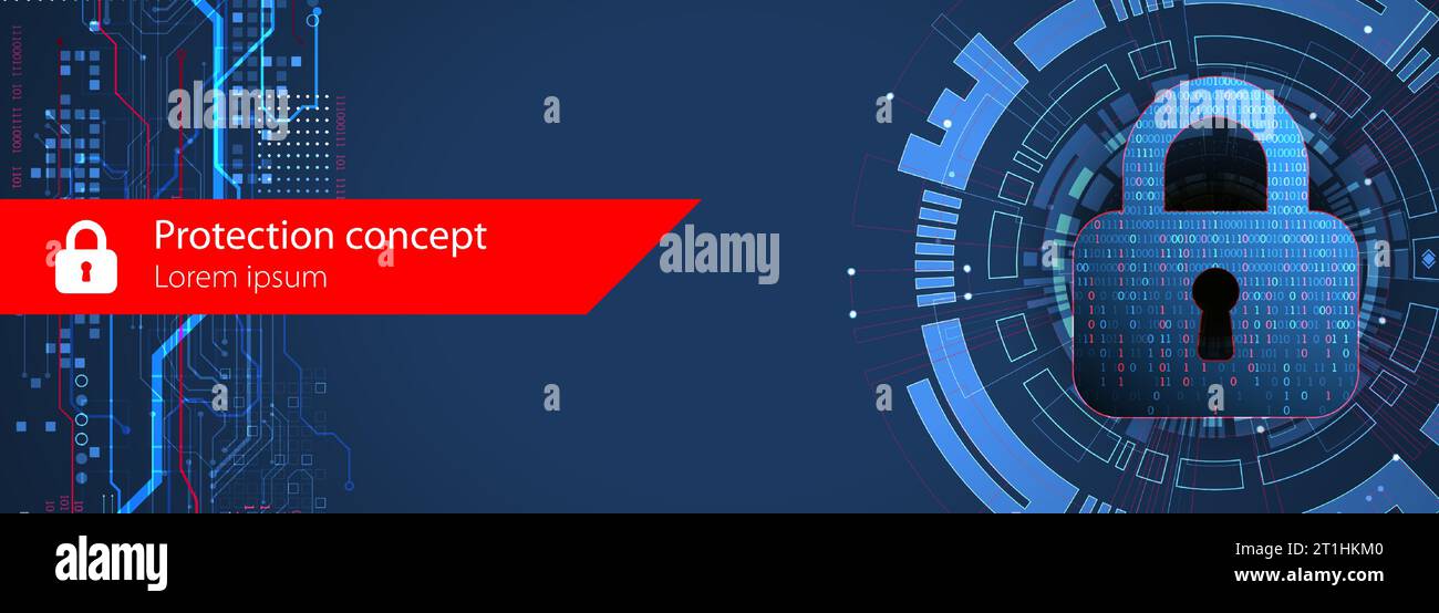 Die Sicherheit personenbezogener Daten veranschaulicht die Idee von Cyberdaten oder Datenschutz. Farbige abstrakte Internettechnologie. Stock Vektor
