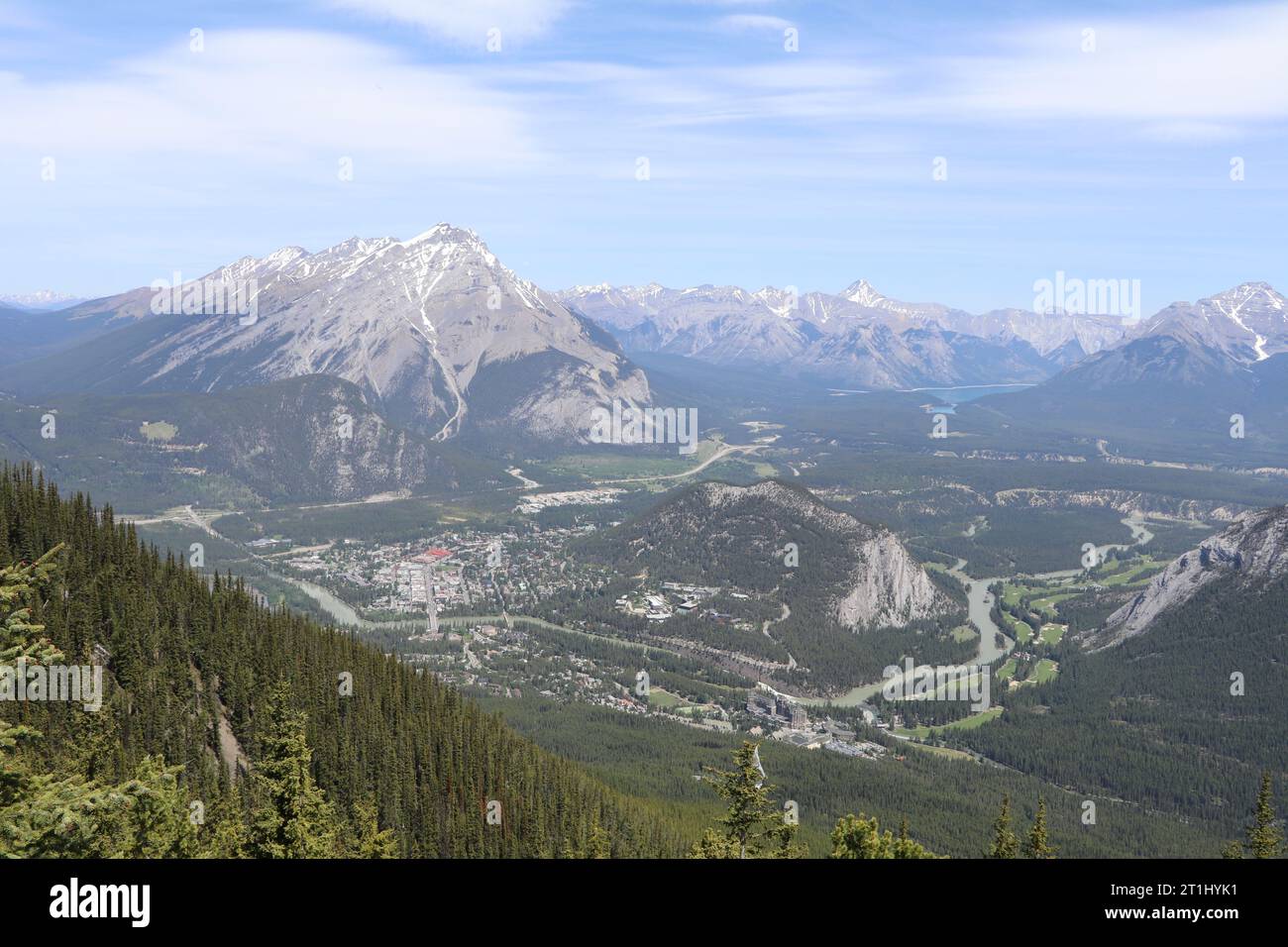 Faszinierende Stadtlandschaft von Banff in den canadian Rocky Mountains, Alberta, Kanada. Stockfoto