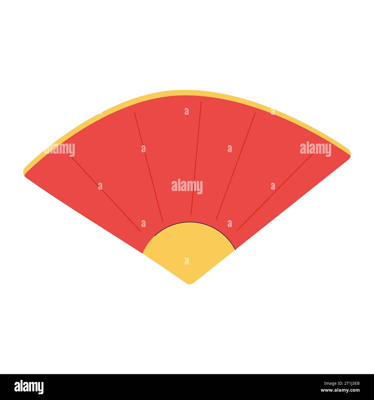 Chinesischer roter Fan mit Gold . Vektor-Zeichentrickillustration auf weißem Hintergrund Stock Vektor