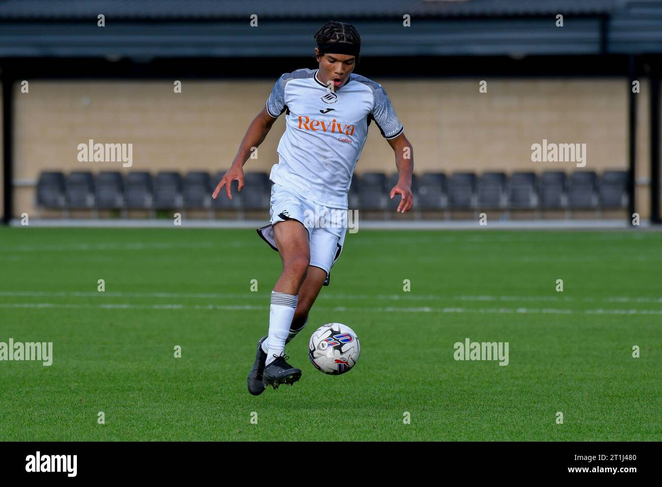 Swansea, Wales. 7. Oktober 2023. Kyrell Wilson von Swansea City im Premier League Cup zwischen Swansea City unter 21 und Brighton & Hove Albion unter 21 in der Swansea City Academy am 7. Oktober 2023. Quelle: Duncan Thomas/Majestic Media. Stockfoto