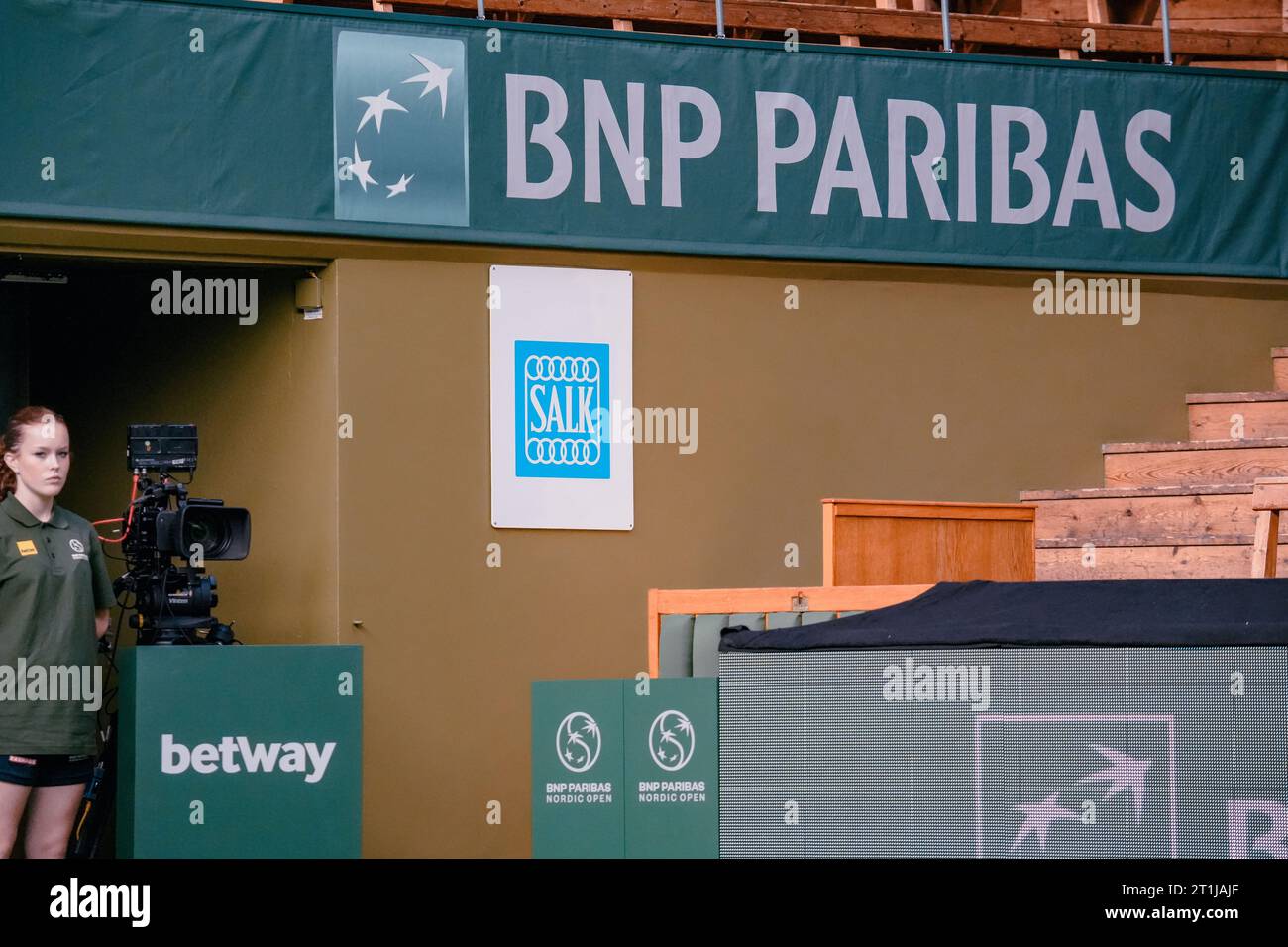 Stockholm, Kungliga tennishallen, Liam Broady gegen Sebastian Eriksson. Stockfoto