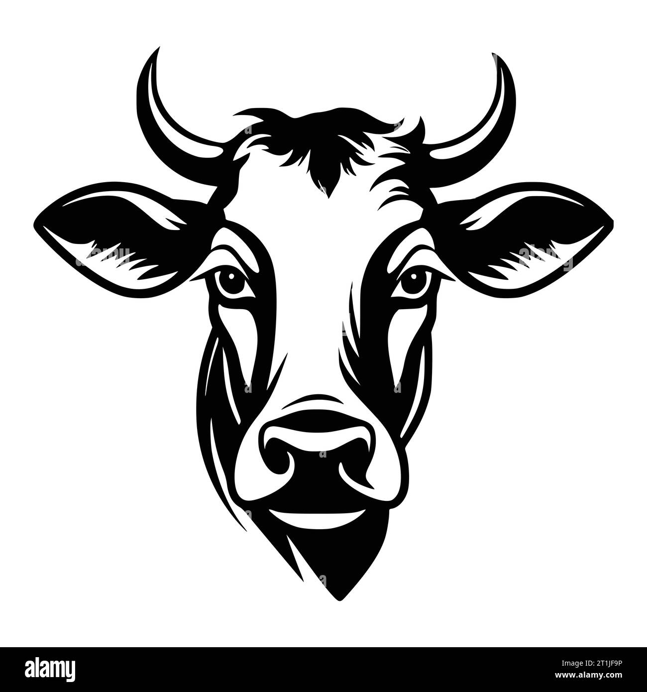 Kuhmaskottchen Tierkopf Illustration für Logo oder Symbol Stock Vektor