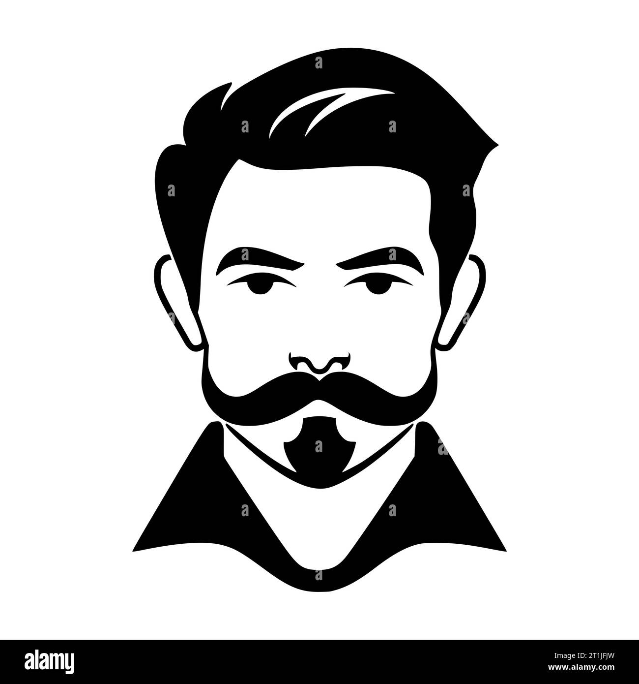 Schnurrbart-Mann und Friseursalon Maskottchen und Logo-Illustration Stock Vektor