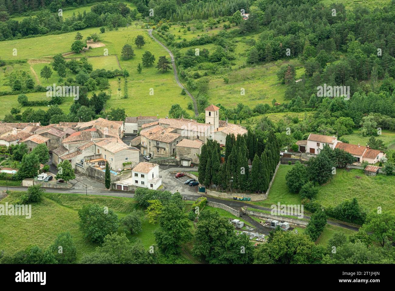 Die Stadt Ginoles, Aude. Stockfoto