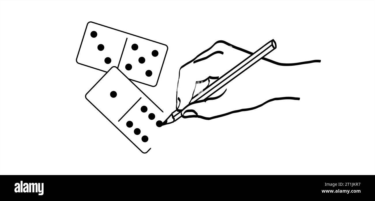 Domino-Fliesen. Klassische Dominos, Dominos Piktogramm. Spielen, Teile des Spiels voller Knochen. Schwarz, weiß Domino. Flacher Vektorsatz. 28 Stück. Weiß ch Stockfoto