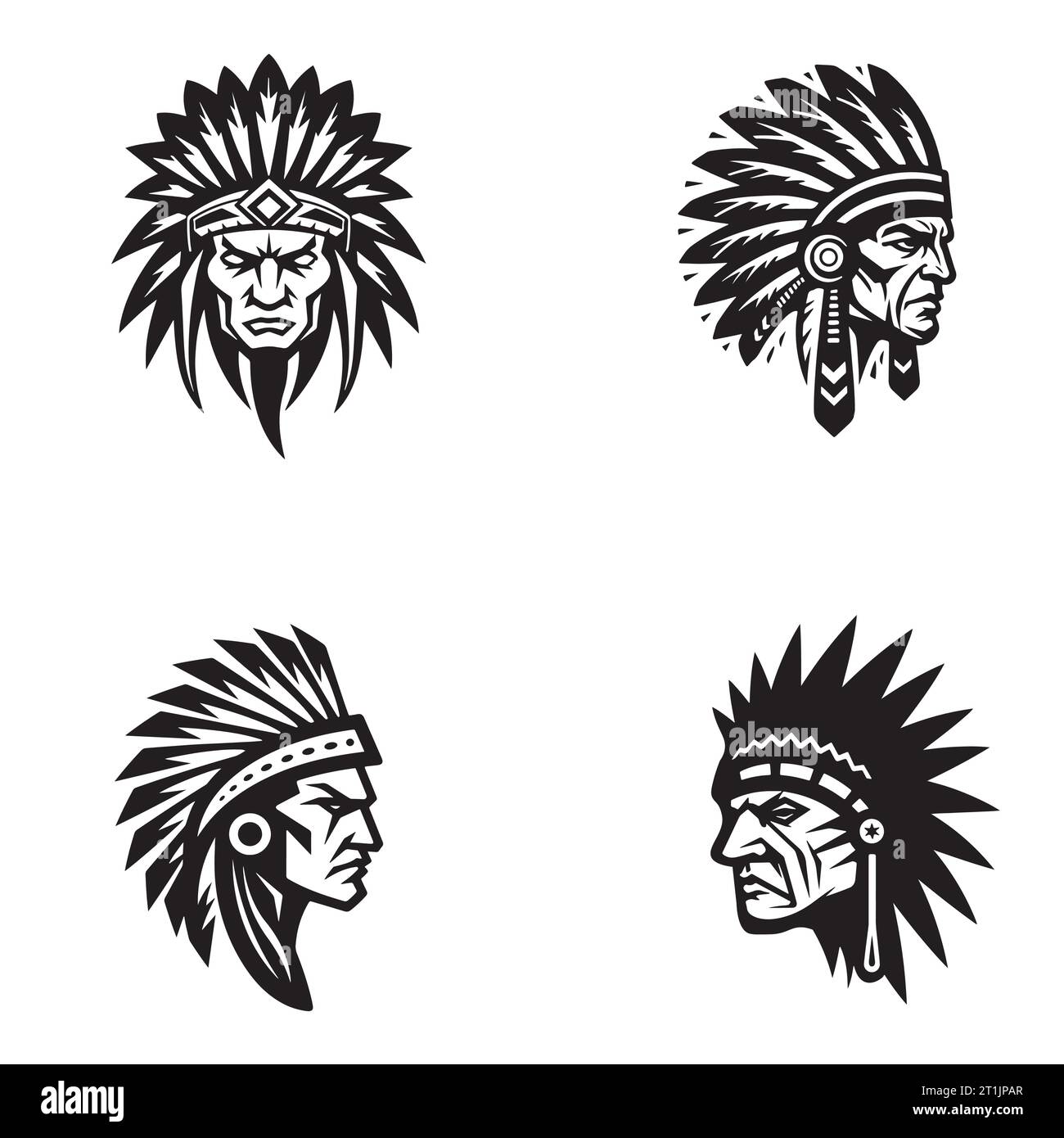 Indischer Häuptling Grafik Symbole setzen Vektor-Illustration Stock Vektor