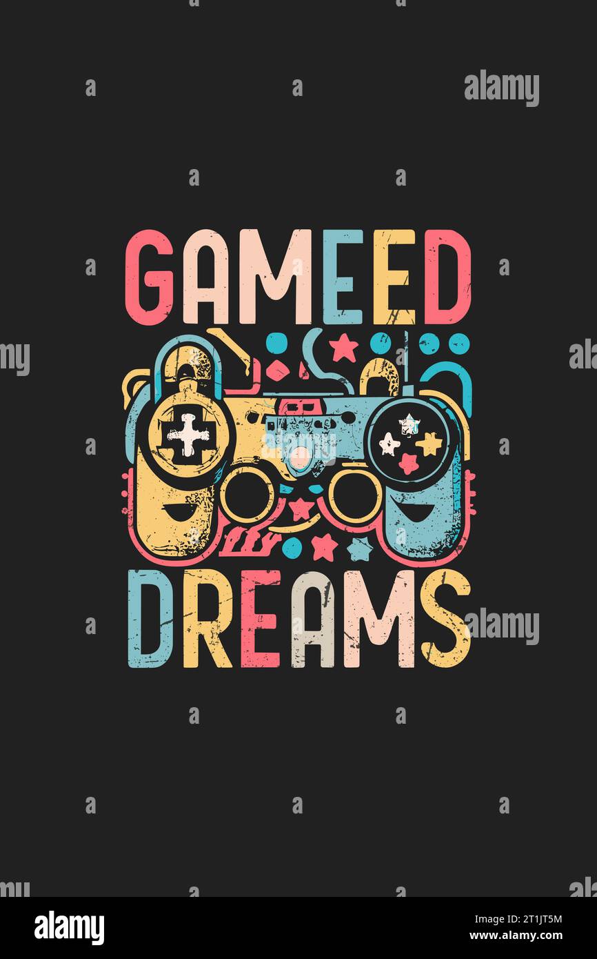 Vector Vintage Gaming T-Shirt Design Stock Vektor