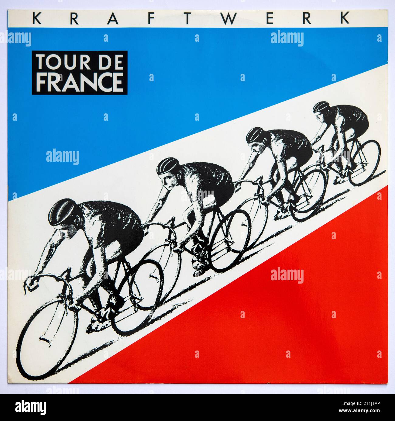 Bildcover der siebenstelligen Vinylversion von Tour de France von Kraftwerk, die 1983 veröffentlicht wurde Stockfoto