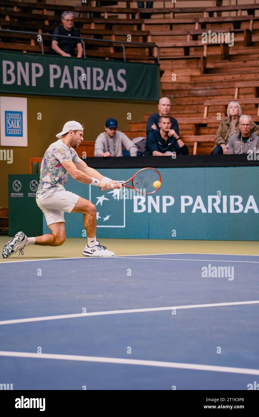 Stockholm, Kungliga tennishallen, Radu Albot gegen Jonathan Mridha. Radu Albot Stockfoto