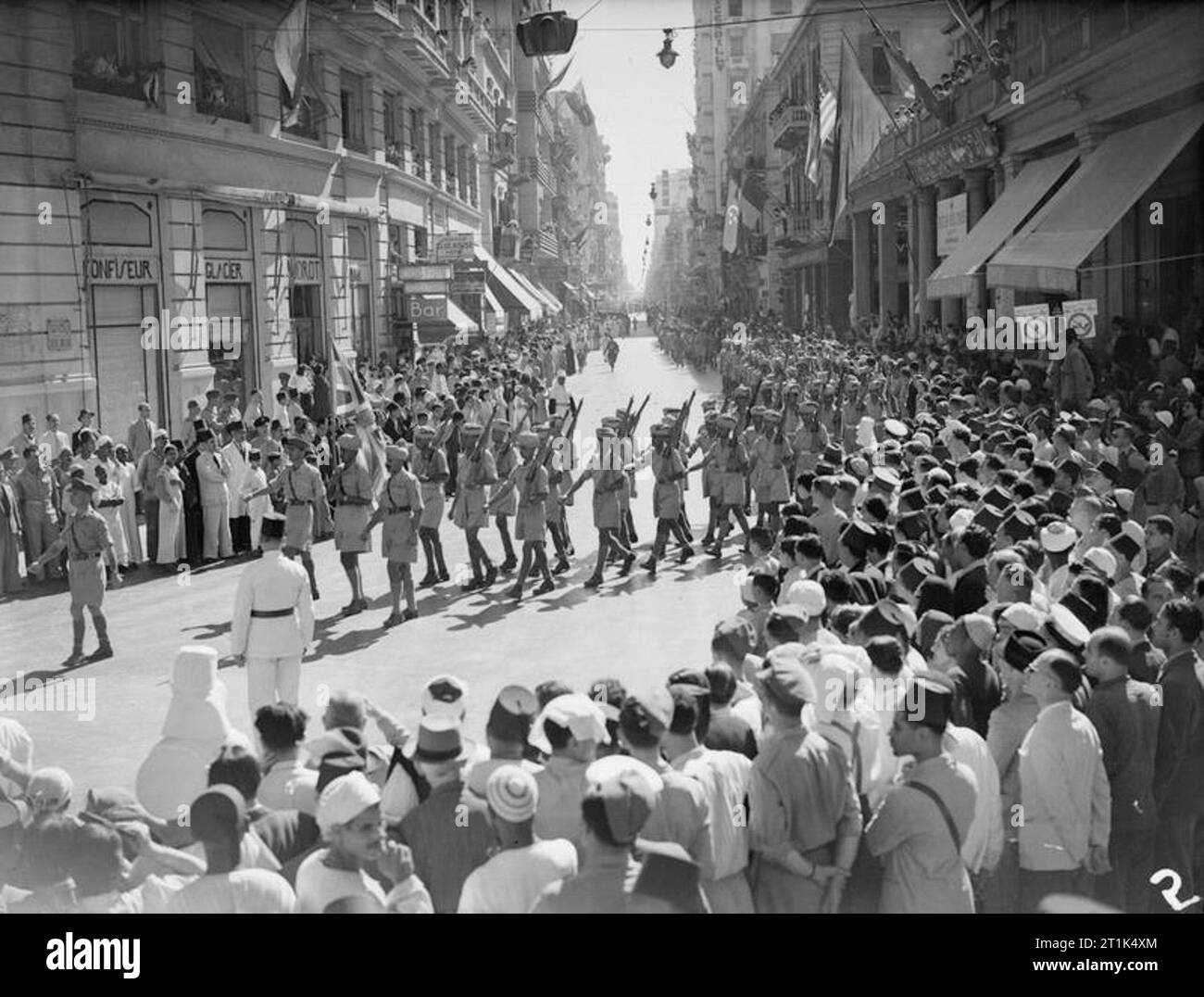 Tag der Vereinten Nationen Parade. 14 Juni 1943, Alexandria. Die indische Abordnung in der Rue Fouad. Stockfoto