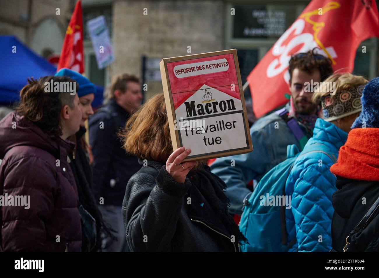 Soziale Bewegung auf den Straßen Frankreichs Stockfoto