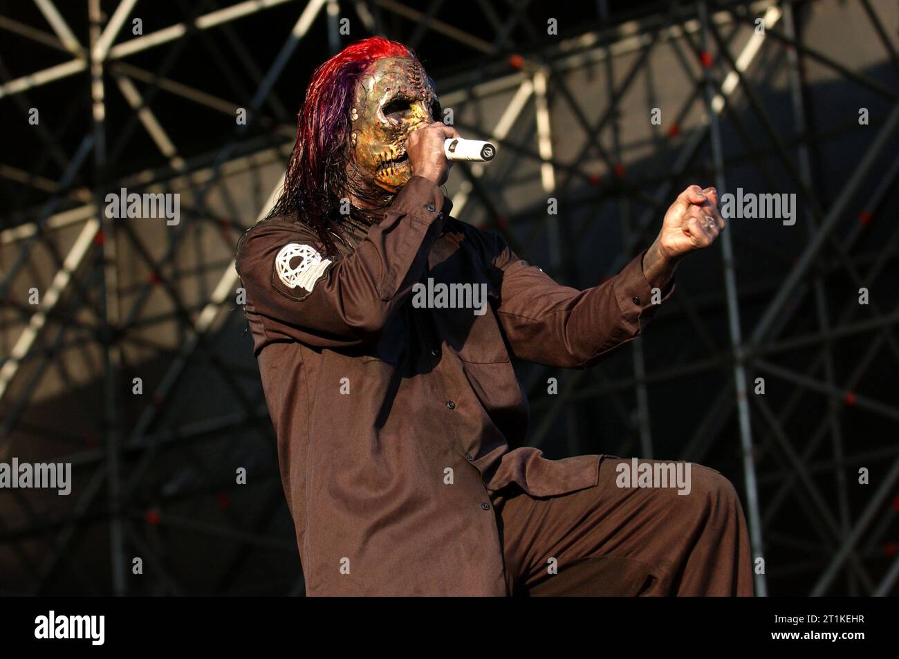 Bologna Italien 02.06.2005: Corey Taylor Sänger der Gruppe Slipknot während des Konzerts beim Flippaut Festival Stockfoto