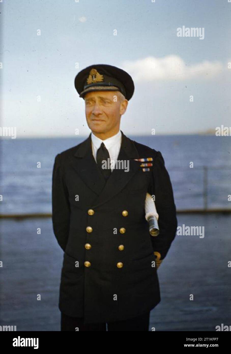 An Bord der HMS King George V, November 1942 Kapitän P J Mack, DSO, RN, Kapitän der HMS KING GEORGE V. Stockfoto