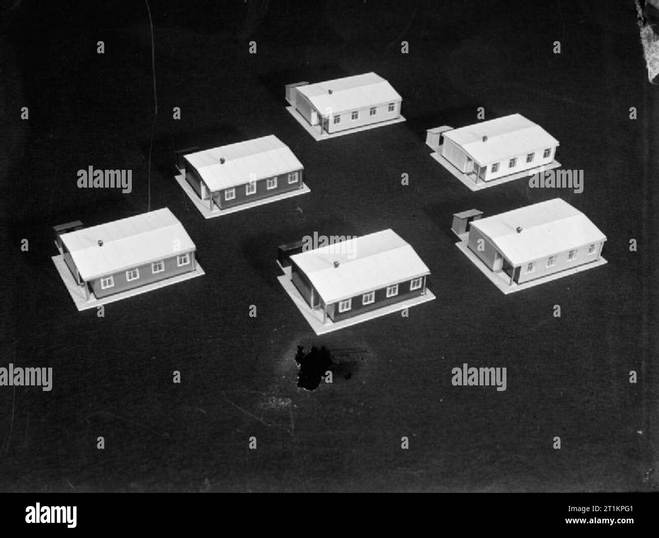 Planung und Wiederaufbau nach dem Krieg in Großbritannien - Design Modelle von Plattenbauten Modelle von vorgefertigten 'Portal Häuser." Stockfoto