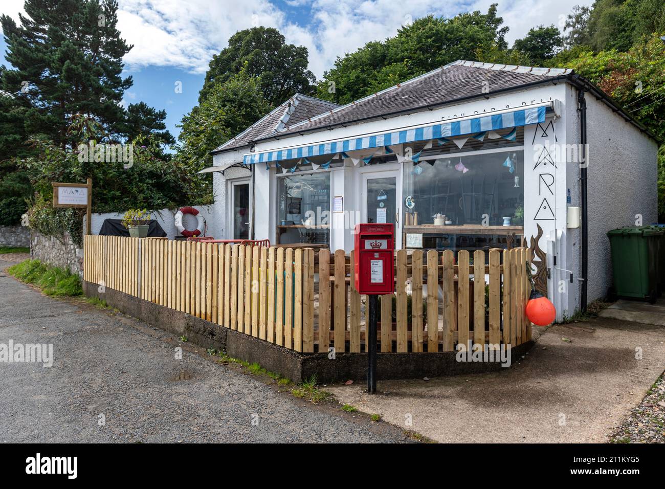 Mara Fish Bar & Deli, Isle of Arran, Firth of Clyde, Schottland, Großbritannien Stockfoto