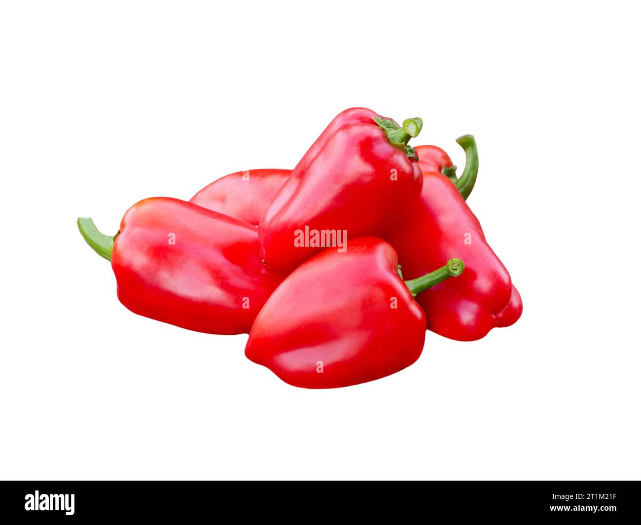 Süße rote Paprika auf weißem Hintergrund. Stockfoto