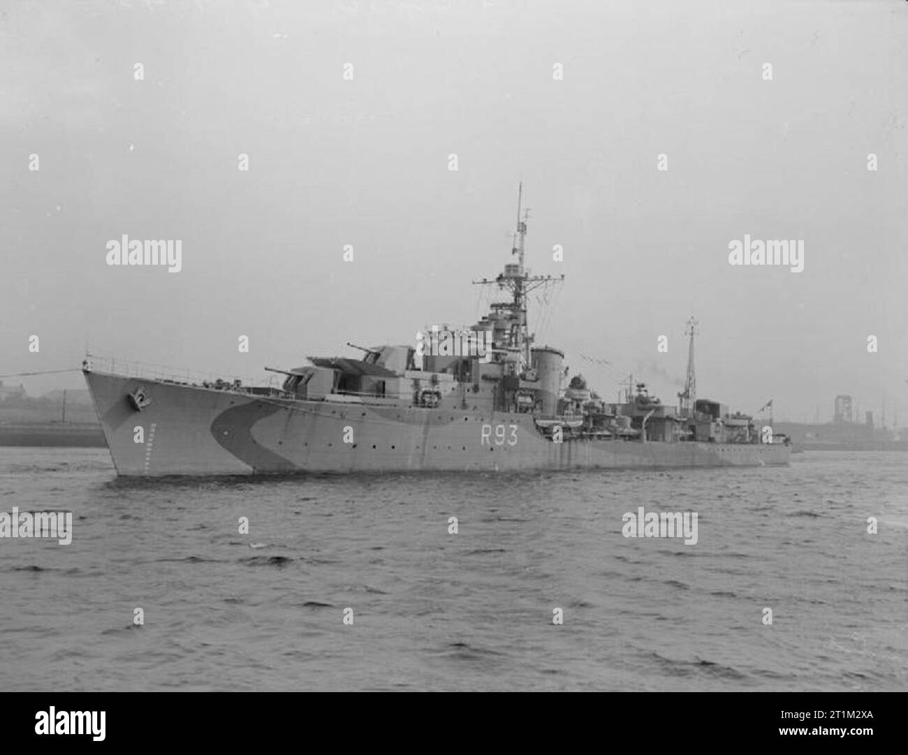 Britischer Zerstörer HMS Vigilant (R93) auf dem Fluss Tyne. Stockfoto