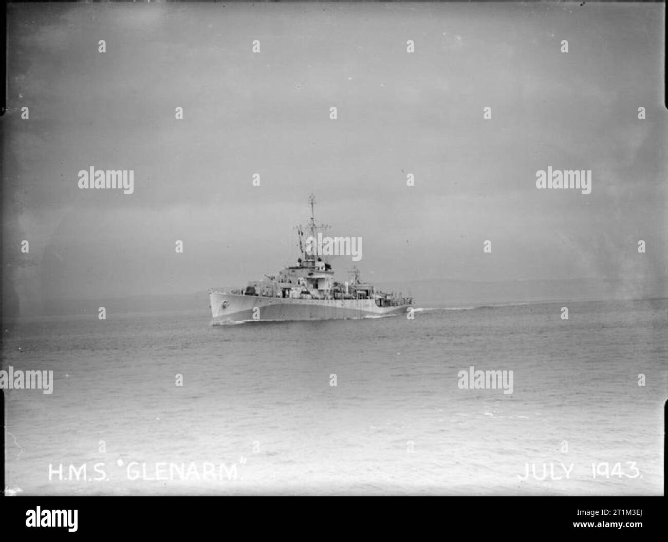 Britische gebaute River klasse Fregatte HMS Glenarm im Gange. Umbenannt HMS Strule (K 258) am 1. Februar 1944. Am 25. September 1944 zu den freien französischen Marine übertragen, wie FFL Croix de Lorraine (K 258). Stockfoto