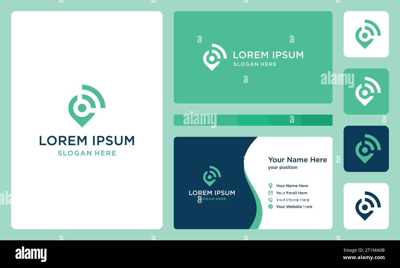 PIN Location Logo Design Vorlage mit Signal wlan Design Grafik Vektor Illustration. Symbol , Symbol, kreativ. Stock Vektor