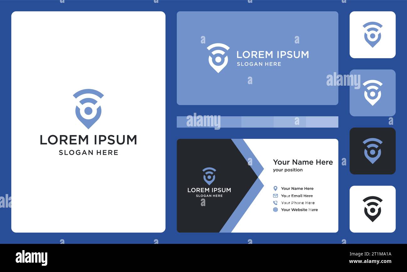 PIN Location Logo Design Vorlage mit Signal wlan Design Grafik Vektor Illustration. Symbol , Symbol, kreativ. Stock Vektor