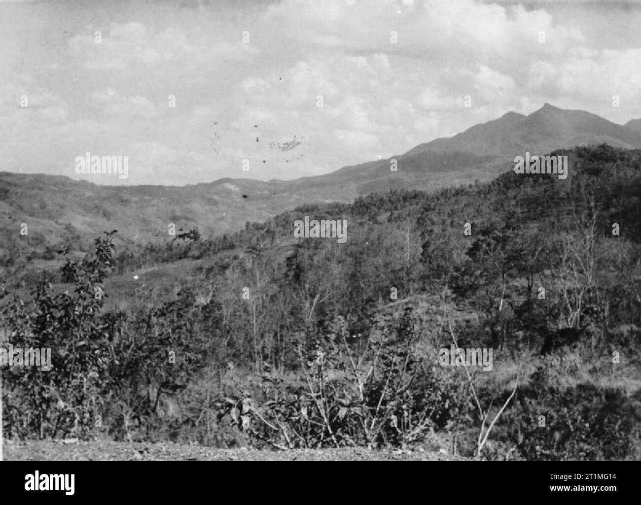 Der Krieg im Fernen Osten - der Burma Campaign 1941-1945 Die Schlacht von Imphal-Kohima März - Juli 1944: Blick auf das Gelände von Kohima. Stockfoto