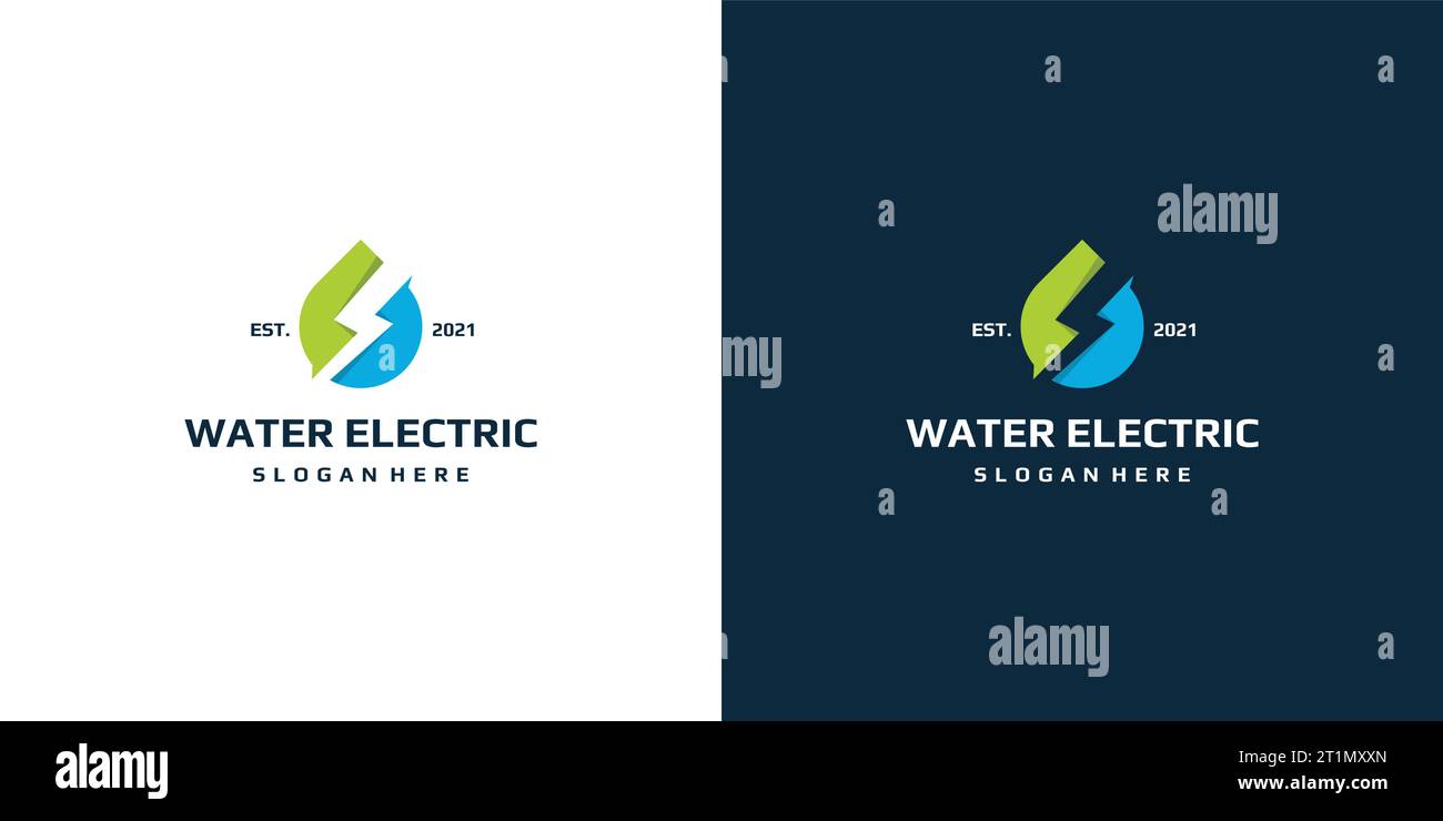 Wasseröl-Logo-Design-Vorlage mit Blitz-Design-Grafik-Vektor-Illustration. Symbol, Symbol, Kreativ. Stock Vektor