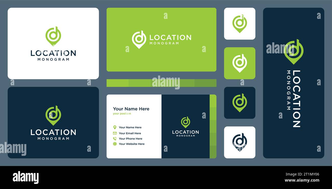PIN Point Location Logo Design Vorlage mit Monogramm des Anfangsbuchstaben D Design Grafik Vektor Illustration. Symbol, Symbol, Kreativ. Stock Vektor