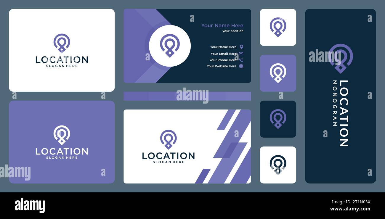 PIN Point Location Logo Design Vorlage mit abstrakten Modellen Design Grafik Vektor Illustration. Symbol, Symbol, Kreativ. Stock Vektor