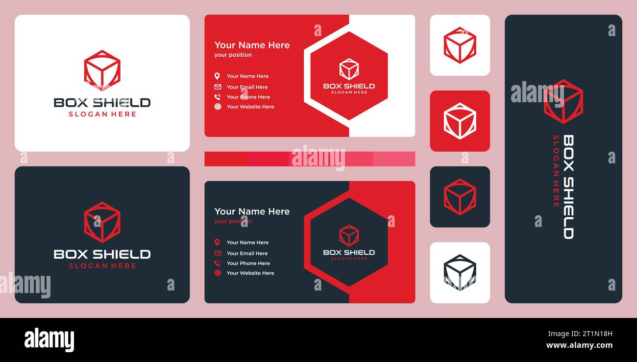 Logistics Box Logo Design Vorlage mit Schild Design Grafik Vektor Illustration. Symbol, Symbol, Kreativ. Stock Vektor