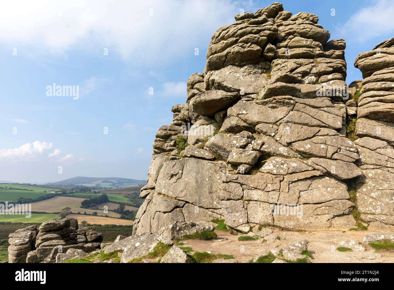 Hound Tor Dartmoor Nationalpark, sonniger Herbsttag 2023, England, Großbritannien Stockfoto