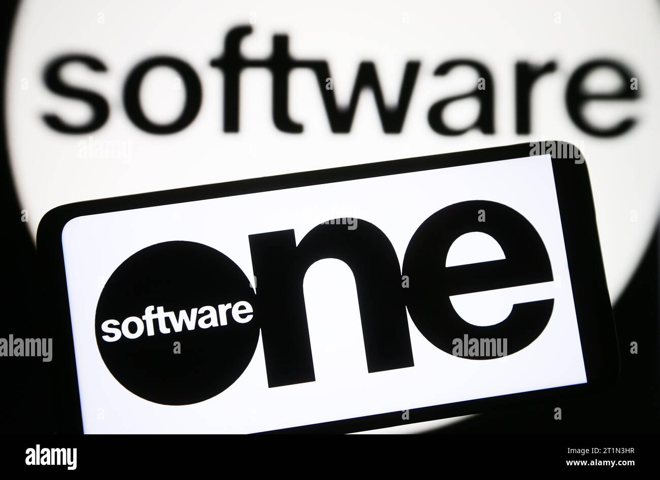Ukraine. Oktober 2023. In dieser Abbildung ist das SoftwareONE-Logo auf einem Smartphone-Bildschirm zu sehen. (Foto von Pavlo Gonchar/SOPA Images/SIPA USA) *** ausschließlich für redaktionelle Nachrichten *** Credit: SIPA USA/Alamy Live News Stockfoto