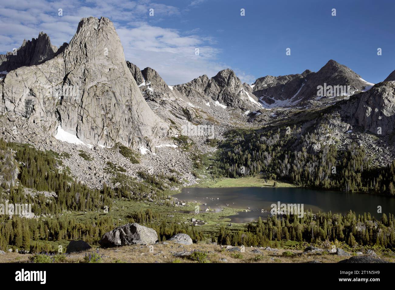 WY05451-00....WYOMING - Cirque of the Towers und Lonesome Lake bilden Jackass Pass, Popo Agie Wilderness, Shoshone National Forest. Stockfoto
