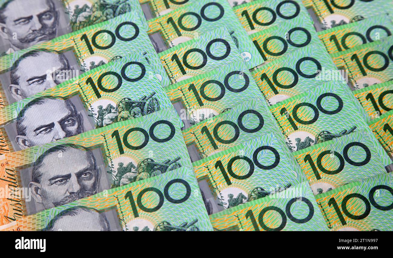 Australische 100-Dollar-Banknoten. Stockfoto