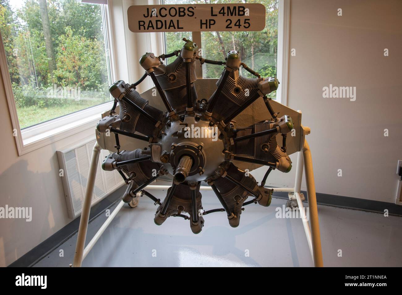 Jacobs L4MB Radialmotor im North Atlantic Aviation Museum in Gander, Neufundland und Labrador, Kanada Stockfoto