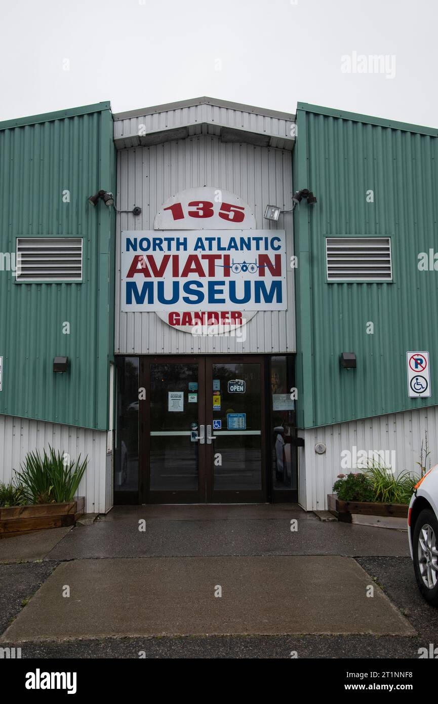 Schild für das North Atlantic Aviation Museum in Gander, Neufundland & Labrador, Kanada Stockfoto