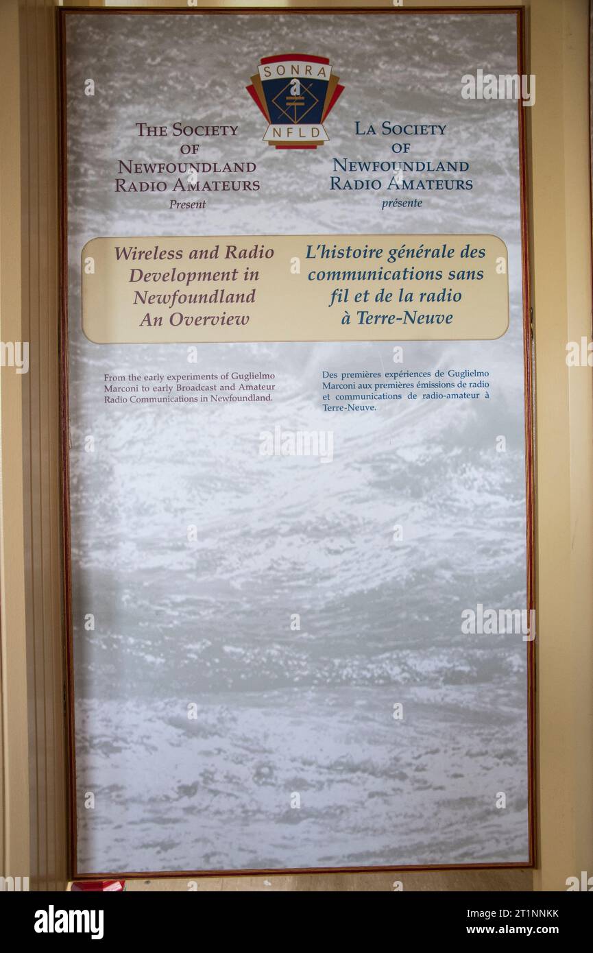 Die Society of Newfoundland Radio Amateurs unterzeichnen an der Signal Hill National Historic Site in St. John's, Neufundland & Labrador, Kanada Stockfoto