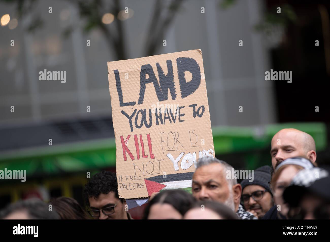 Melbourne, Australien, 15. Oktober 2023. Ein antisemitisches Banner ist während der ProPalestine-Kundgebung am 15. Oktober 2023 in Melbourne, Australien, in der State Library zu sehen. Quelle: Dave Hewison/Speed Media/Alamy Live News Stockfoto