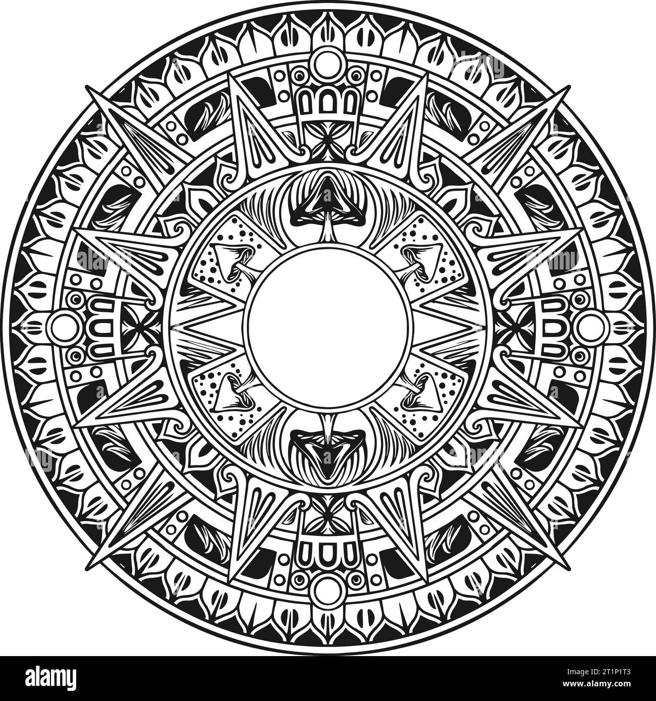 Opulente Pilze Mandala Ornament Umriss Vektor Illustrationen für Ihre Arbeit Logo, Merchandise T-Shirt, Aufkleber und Label Designs, Poster, Gruß Stock Vektor
