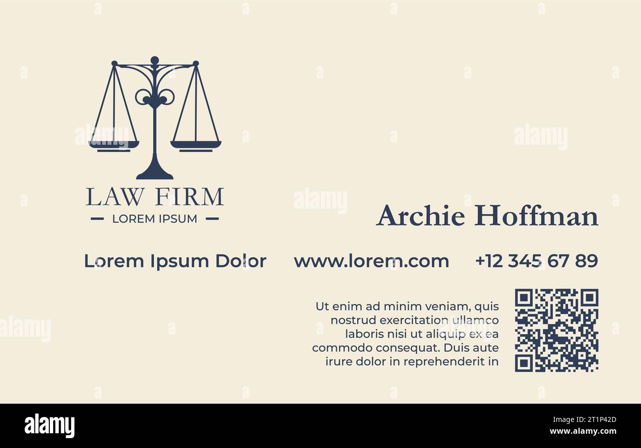 Anwaltskanzlei, Rechtsberatung und Dienstleistungen Visitenkarte Stock Vektor