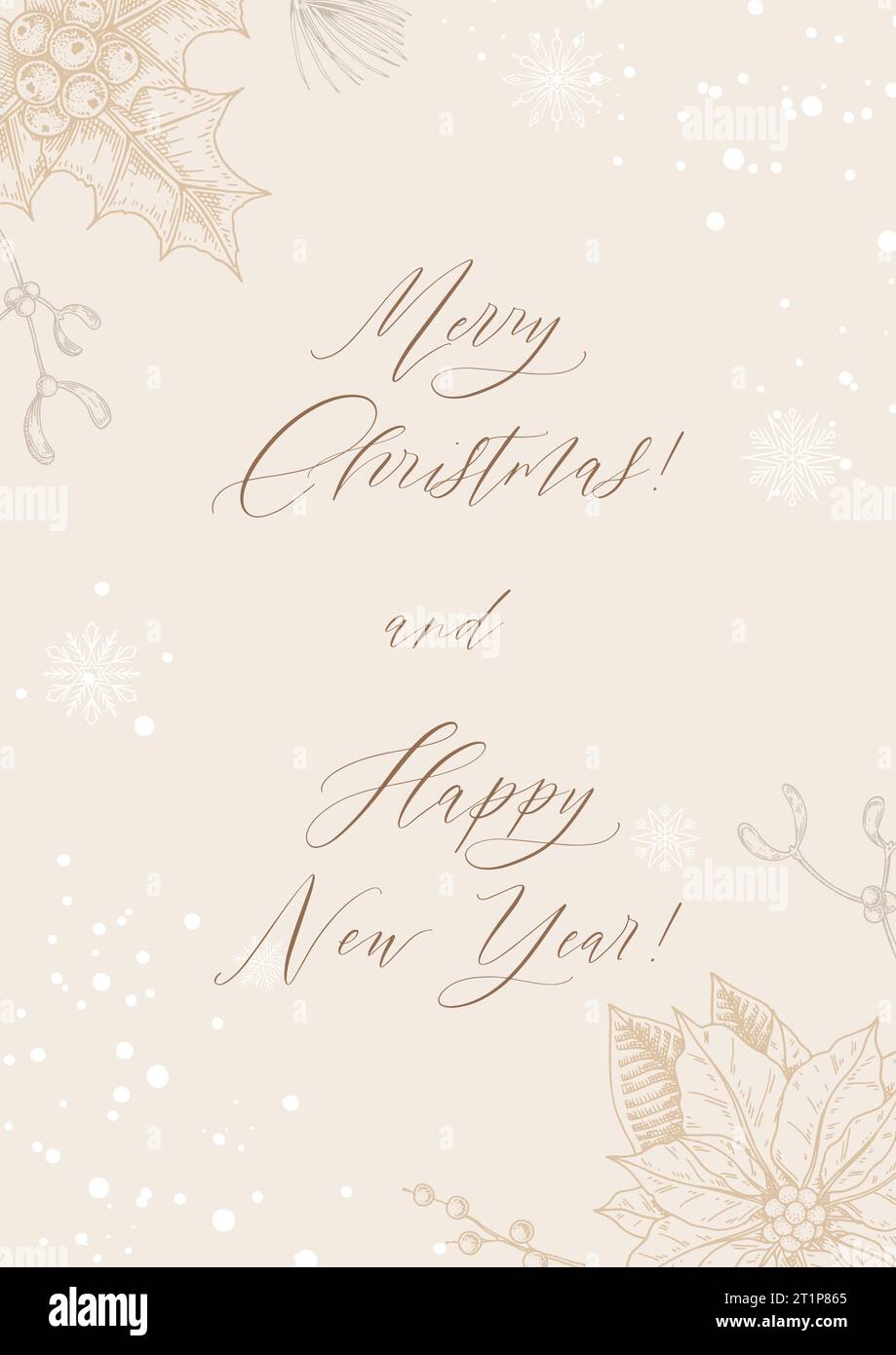 Frohe Weihnachten und Happy New Year Grußkarte.